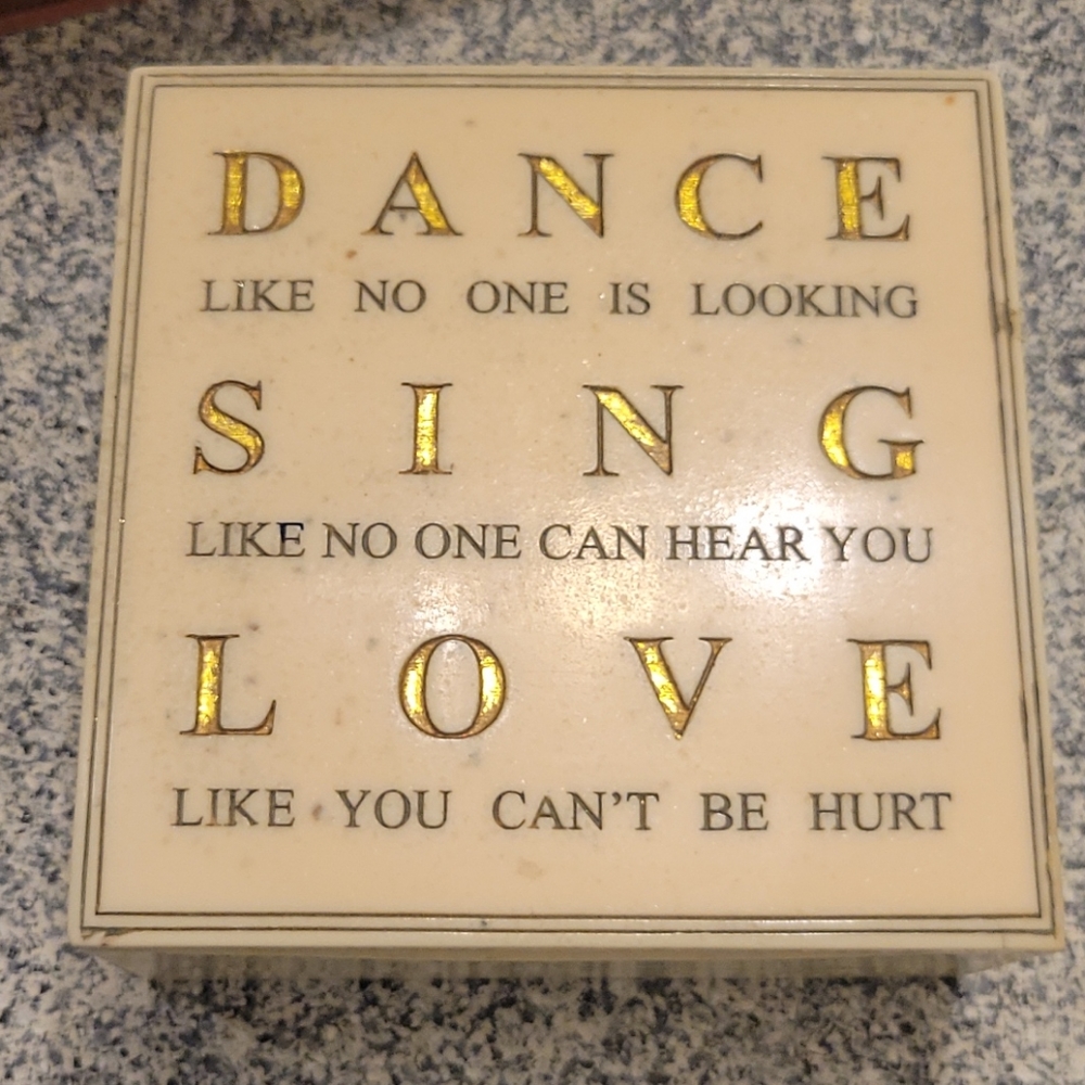 Marble jewelry box quote dance love sing